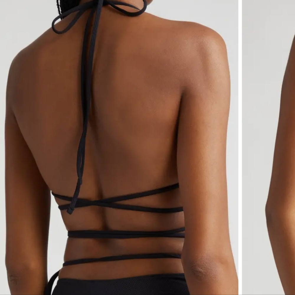 K.NGSLEY Naomi Halter Crossover Tie Waist Bikini Top NWOT - Picture 2 of 6